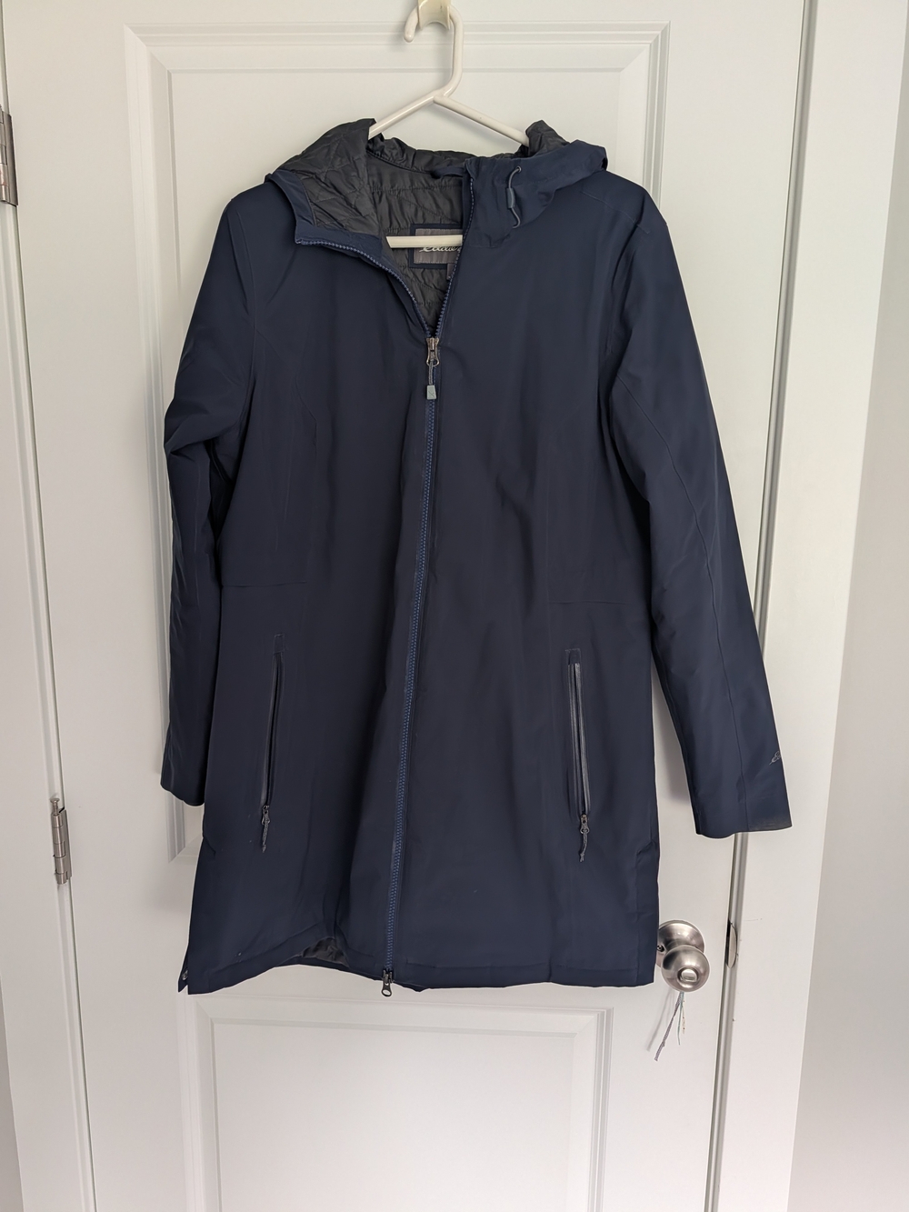 Eddie Bauer Dark Navy Hooded Trench Coat